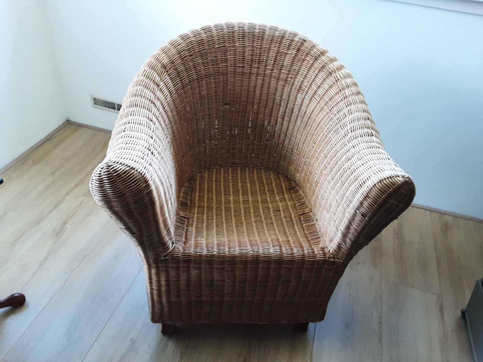 Rotan fauteuil, rieten stoel, vintage 2 stuks, Ophalen, Gebruikt, Twee, Bruin