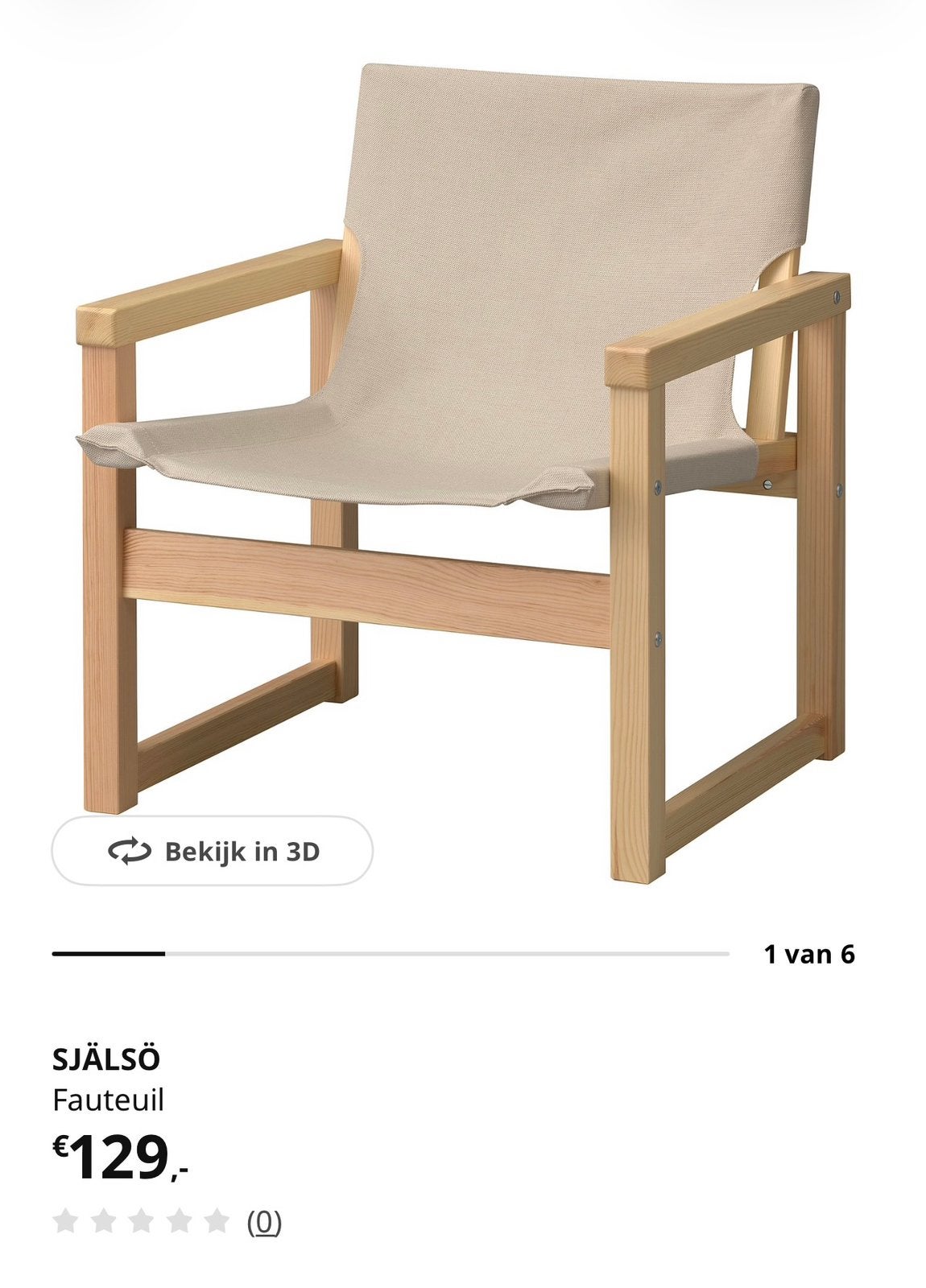 Nieuwe IKEA SJÄLSÖ Fauteuil - Ongeopend in doos, Ophalen of Verzenden, Nieuw, Hout, 50 tot 75 cm