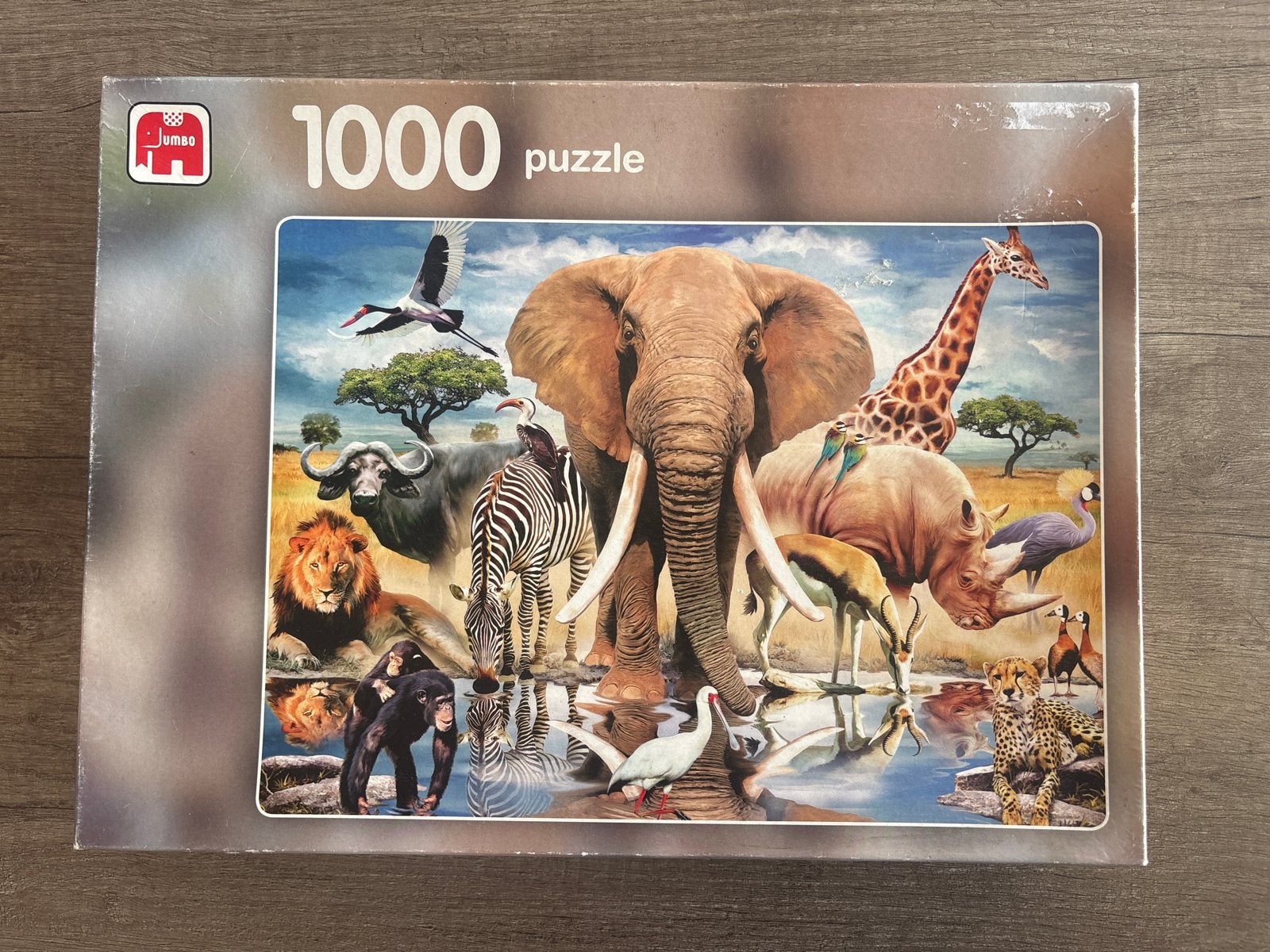 Jumbo 1000 stukjes puzzel - Afrikaanse dieren, Ophalen, 500 t/m 1500 stukjes, Zo goed als nieuw, Legpuzzel