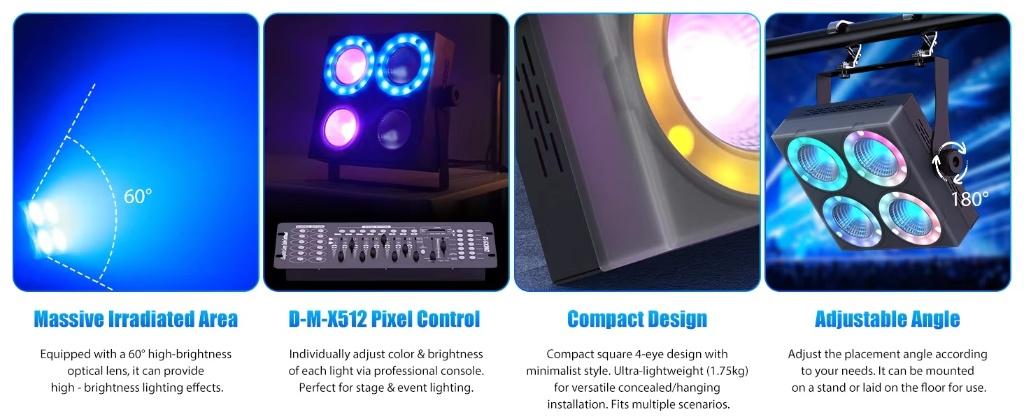 Nieuwe First Class 4x40 W RGBW Stage Led Blinder, Contacten en Berichten, Muziek maken en Bandleden