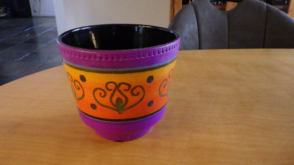 vintage bloempot in de kleur oranje/paars (dumler & breiden), Ophalen of Verzenden, Huis en Inrichting