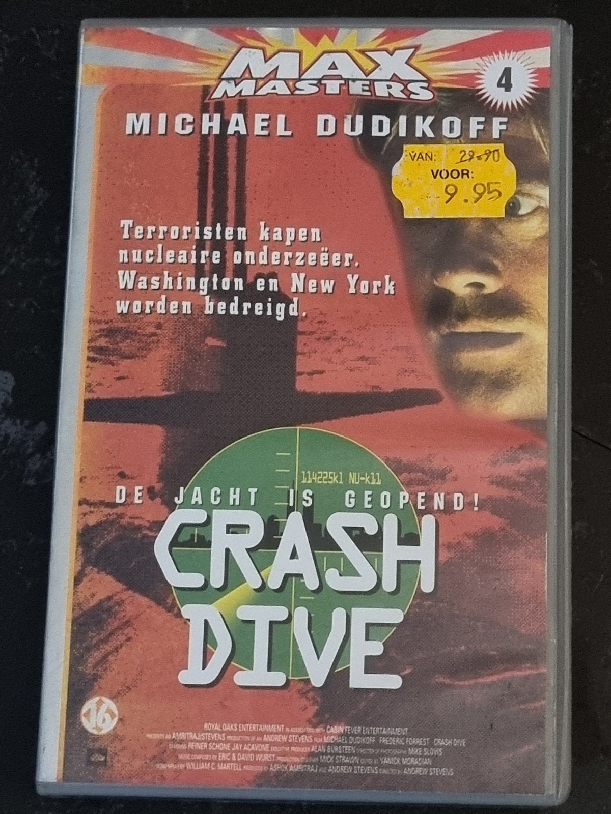 Crash Dive VHS - Actie & Avontuur met Michael Dudikoff, Nederlands ondertiteld, Vanaf 16 jaar, Ophalen of Verzenden, Actie en Avontuur