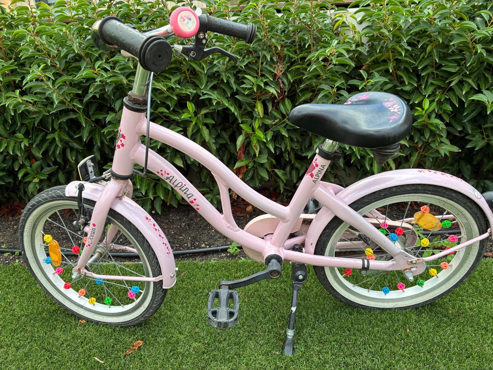 Alpina Ocean kinderfiets 16 inch - Roze, Ophalen, Gebruikt, Terugtraprem, 16 tot 20 inch