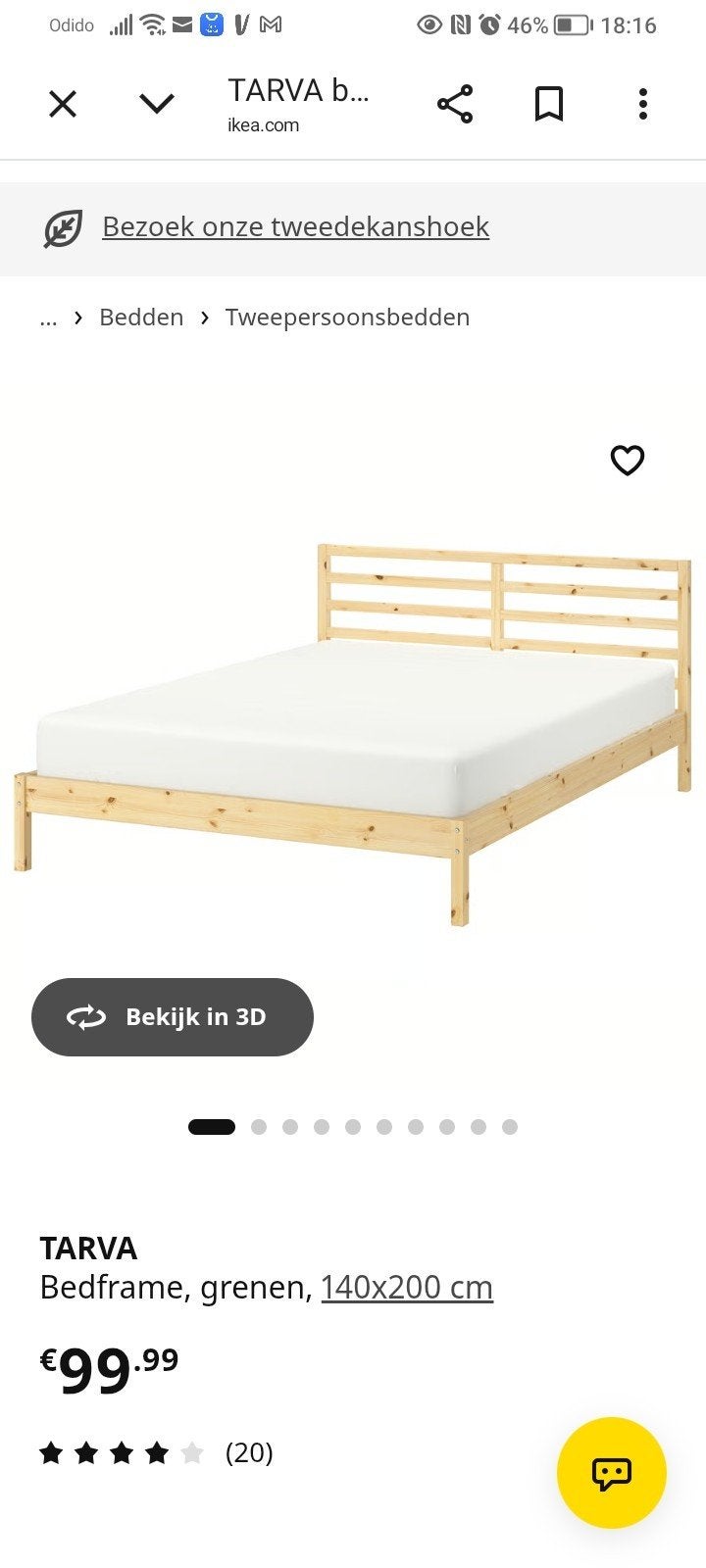 IKEA TARVA Bedframe 160x200 cm - Grenen Hout, Ophalen, Overige kleuren, Tweepersoons, 200 cm