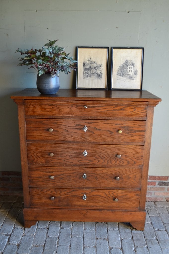Prachtige strakke antieke eiken ladekast, dressoir, commode, Verzenden
