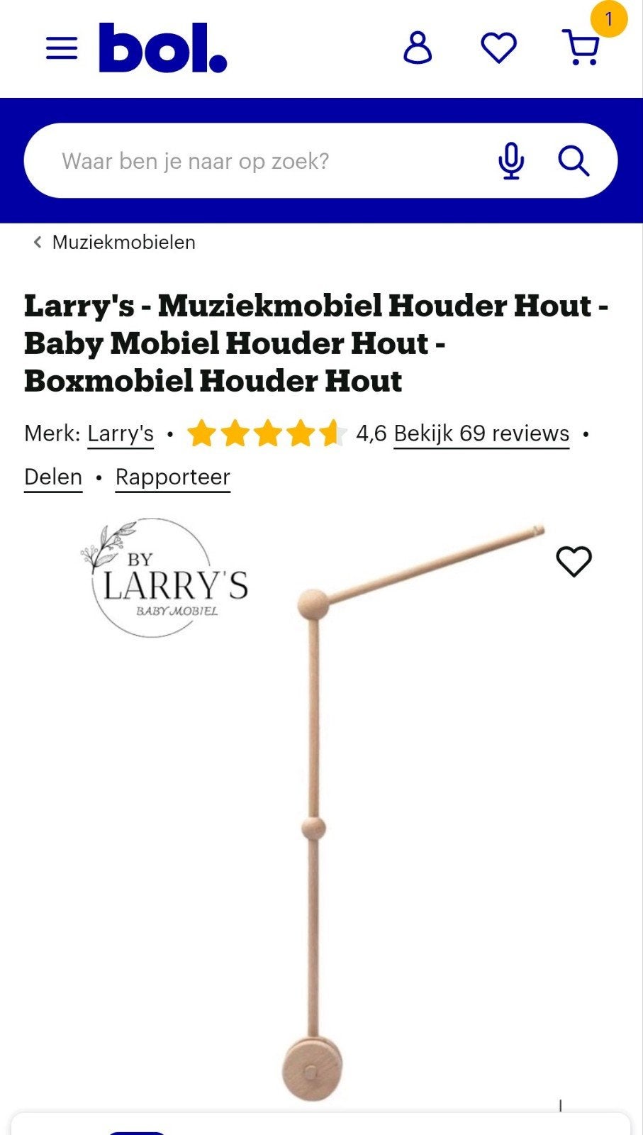 Boxmobiel - Larry's Muziekmobiel Houder Hout, Kinderen en Baby's, Ophalen of Verzenden, Nieuw