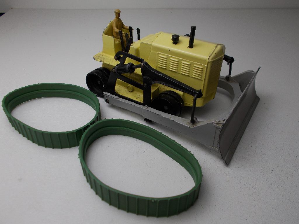 1955 Dinky SuperToys 961 BLAW KNOX BULLDOZER + 2 RUPSBANDEN!, Ophalen of Verzenden, Zo goed als nieuw, Tractor of Landbouw, Dinky Toys