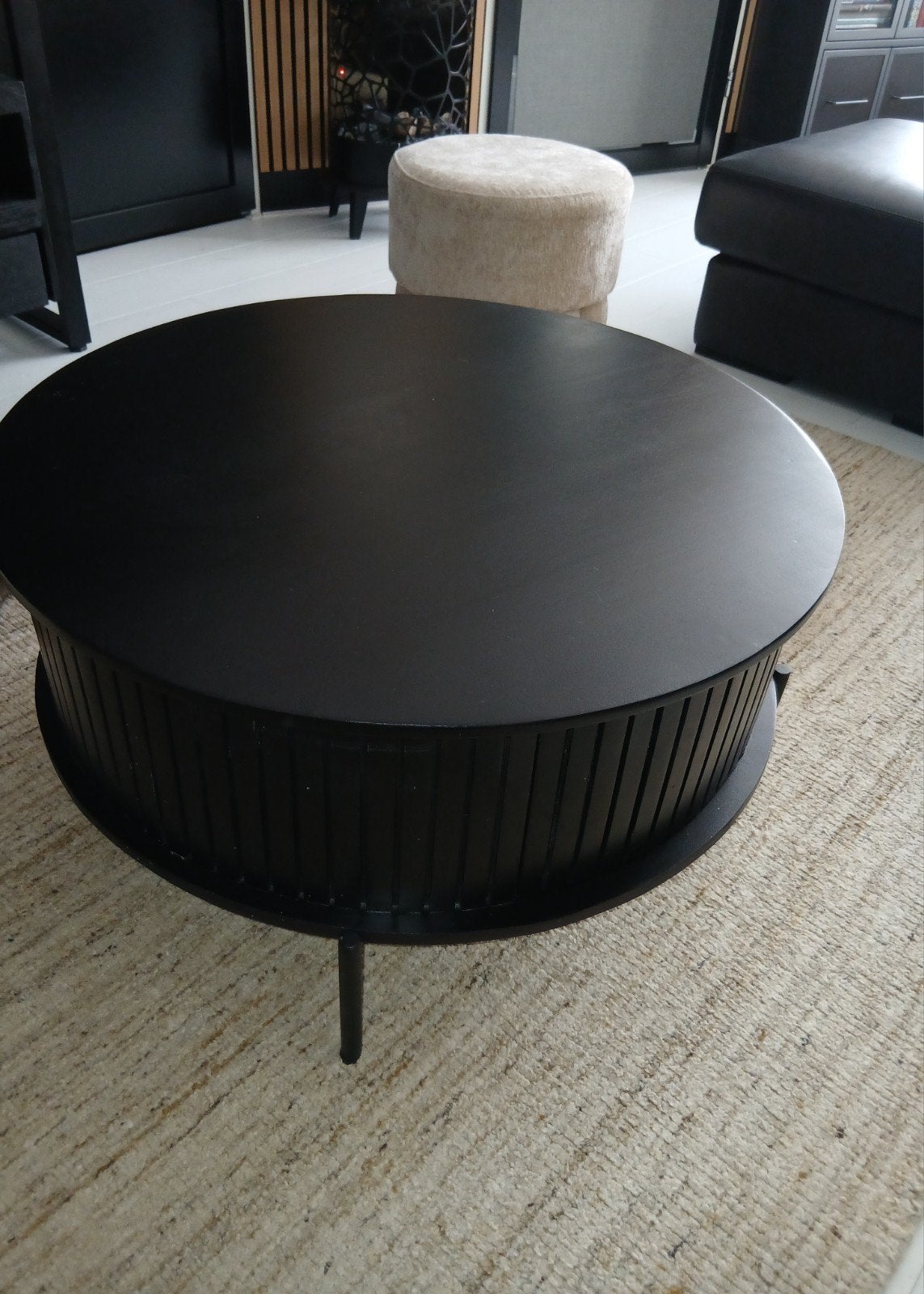 Salontafel Mangohout Zwart., Huis en Inrichting, Ophalen, MODERN, 50 tot 100 cm, Rond