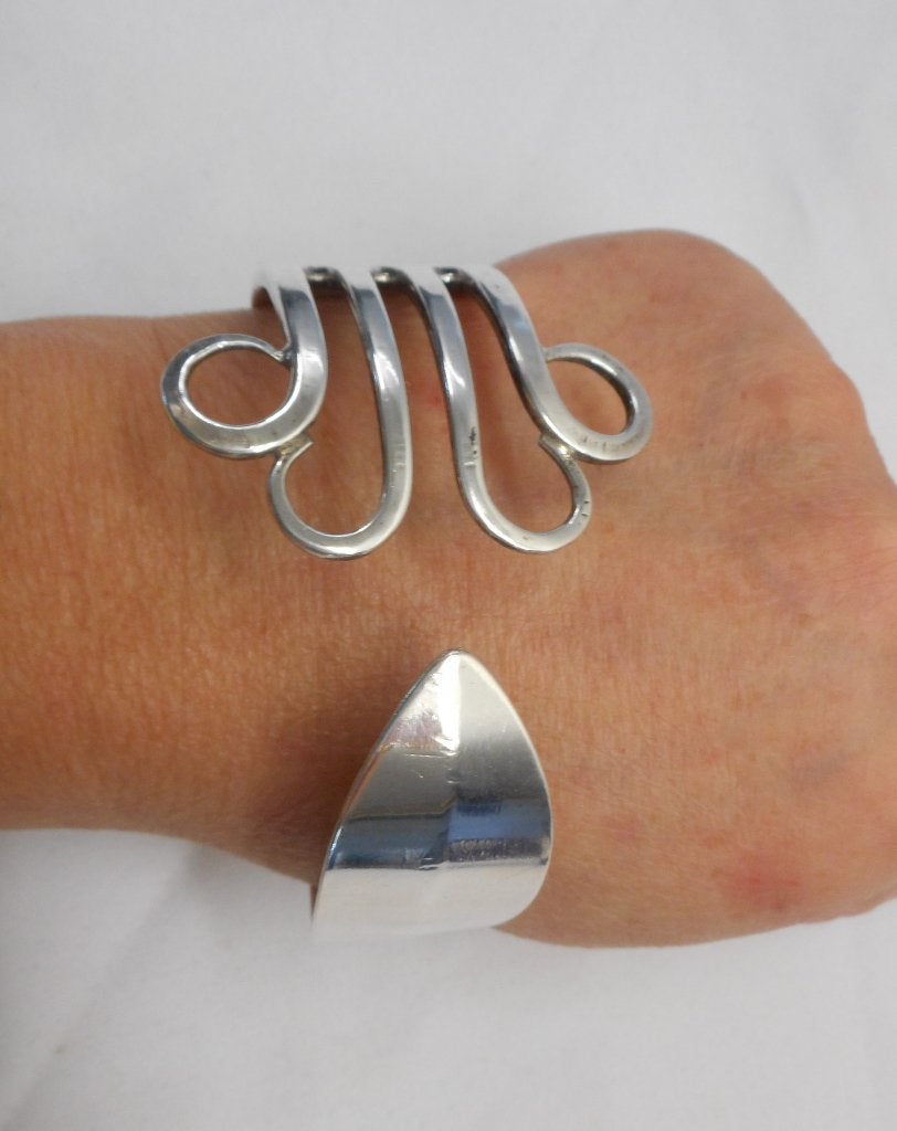 Zilveren antieke armband gemaakt van een vork nr.2000, Verzenden, Zilver, Armband