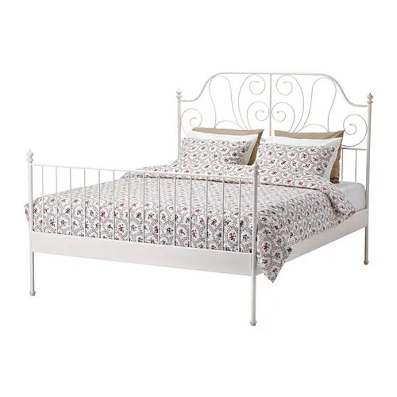 Ikea LEIRVIK 2-pers romantisch spijlen bed 160x200 cm wit +2, Ophalen, Eenpersoons, Wit, Zo goed als nieuw