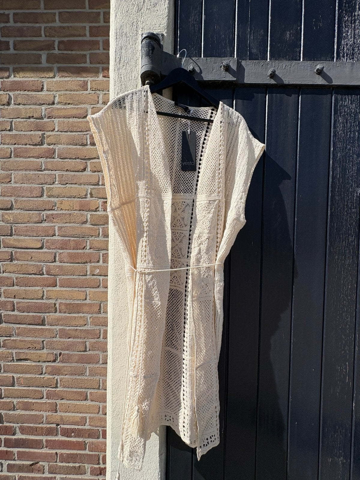 Yesta, 46, XXL, gehaakt vest, mouwloos, katoen, creme, vest, Ophalen of Verzenden, Zo goed als nieuw, Beige, Trui of Vest