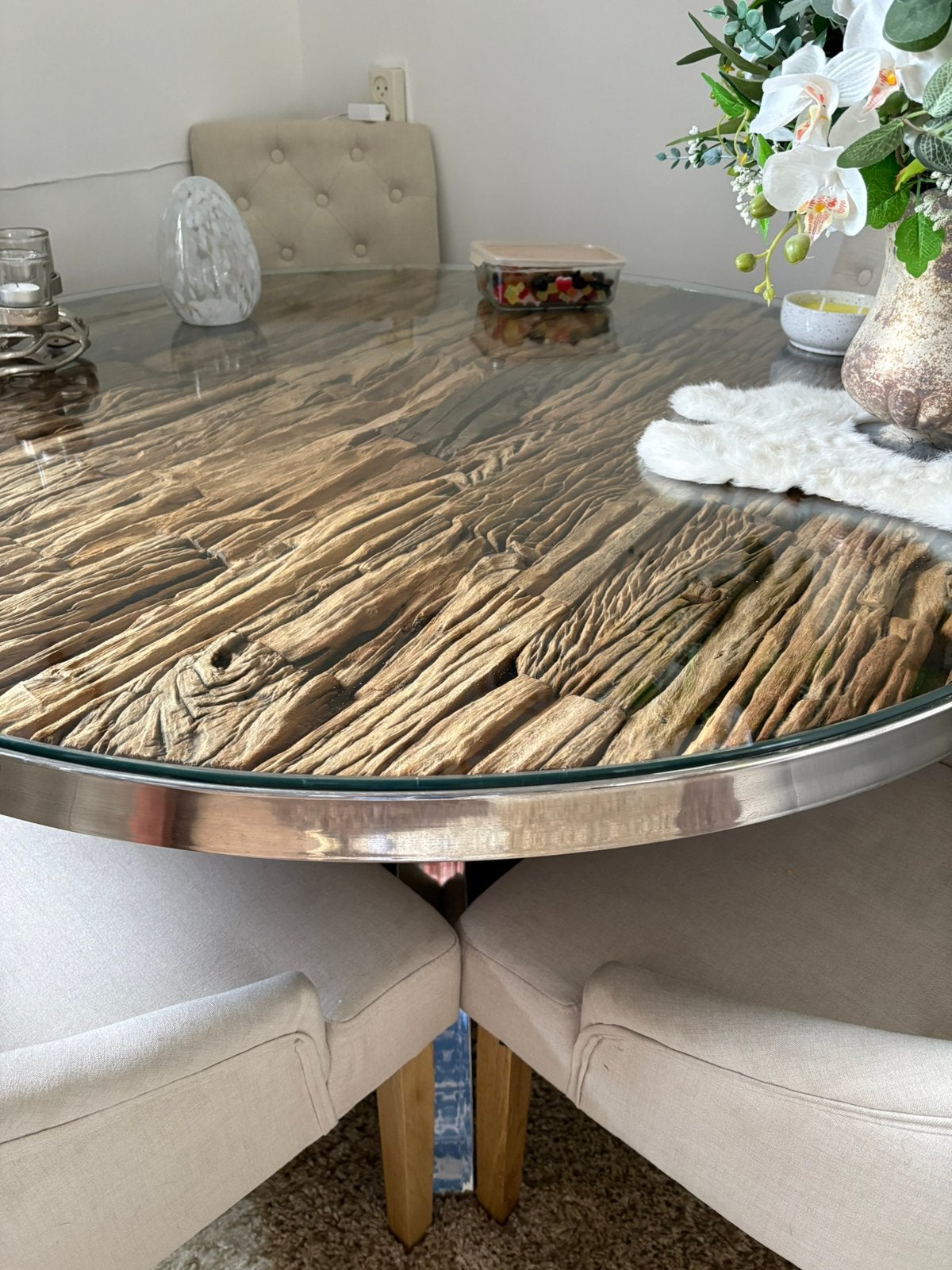 Eettafel, Ophalen, 100 tot 150 cm, Rond, Eric custer style