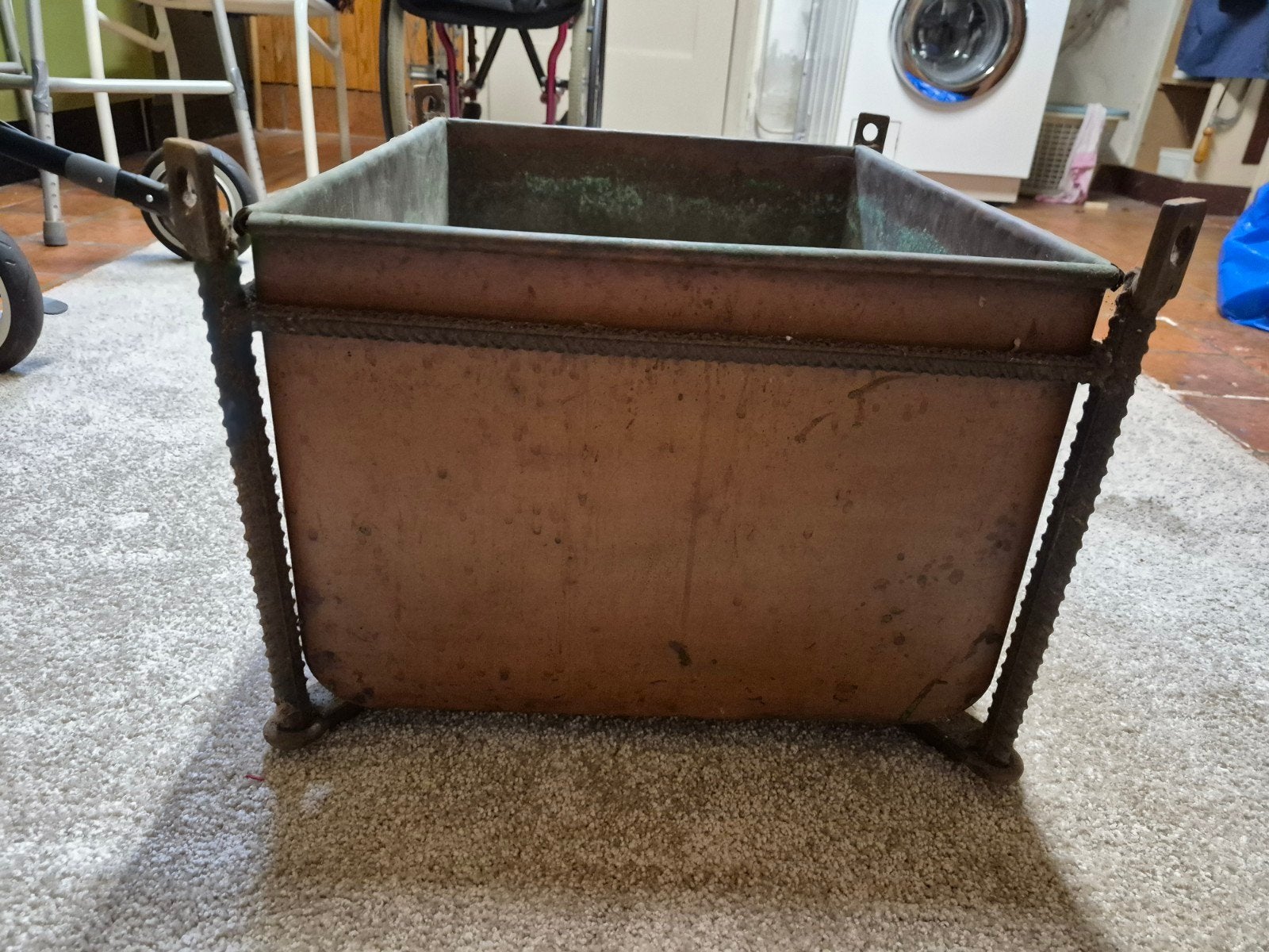 Koperen Plantenbak met IJzeren Frame, Antiek en Kunst, Ophalen, Koper