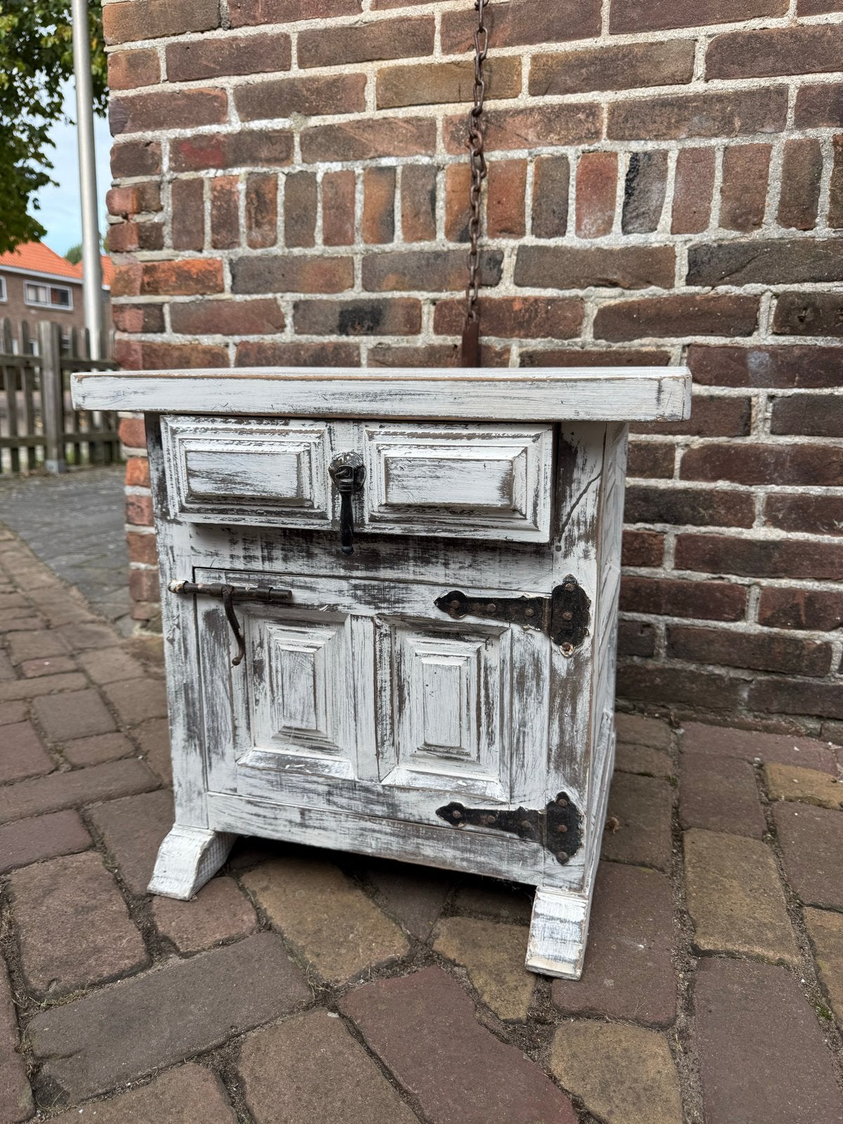 Massief beukenhouten kastje - Brocante stijl, Antiek en Kunst, Ophalen