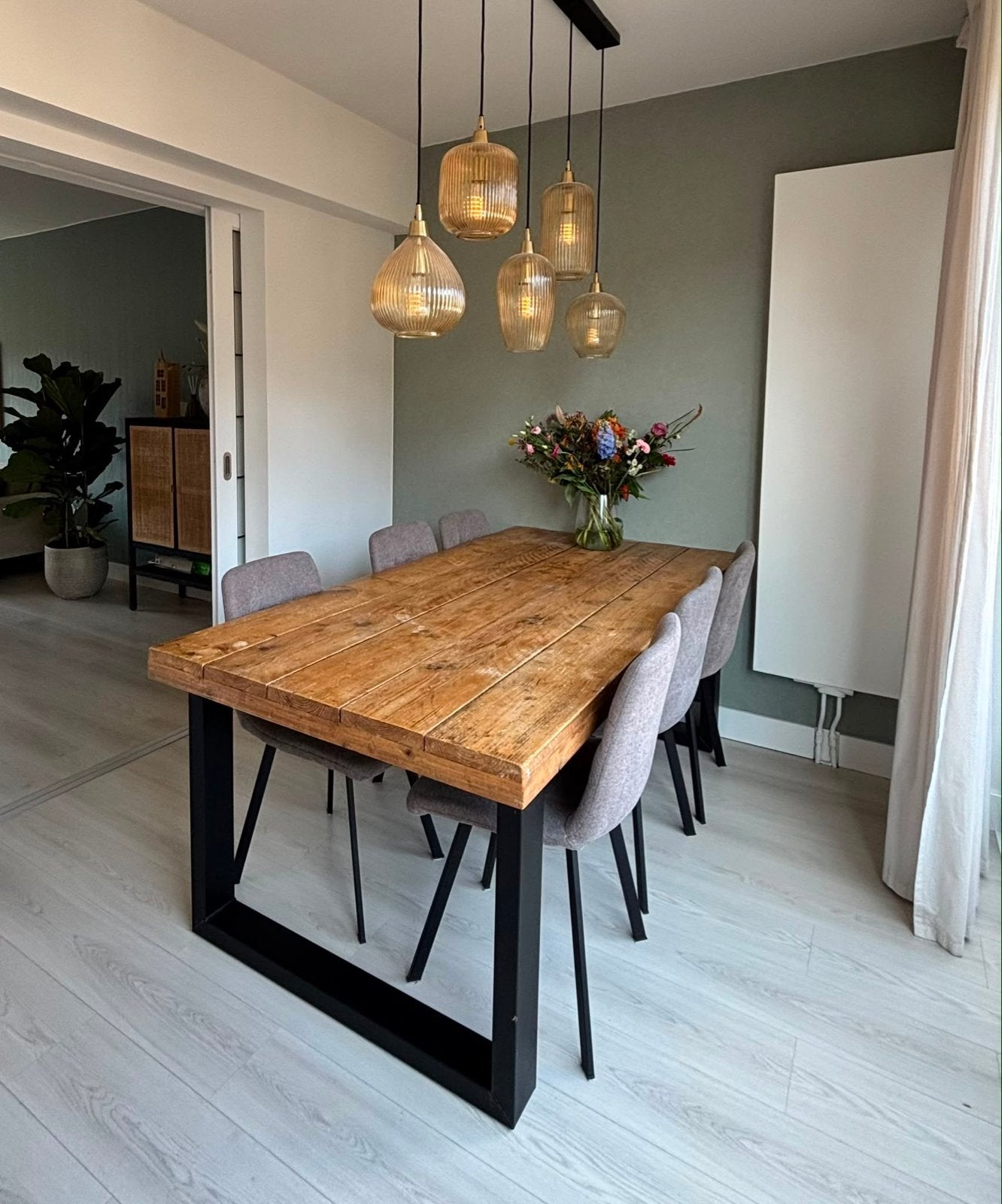 Robuuste mango houten eettafel, Ophalen, Gebruikt, 50 tot 100 cm, Vijf personen of meer