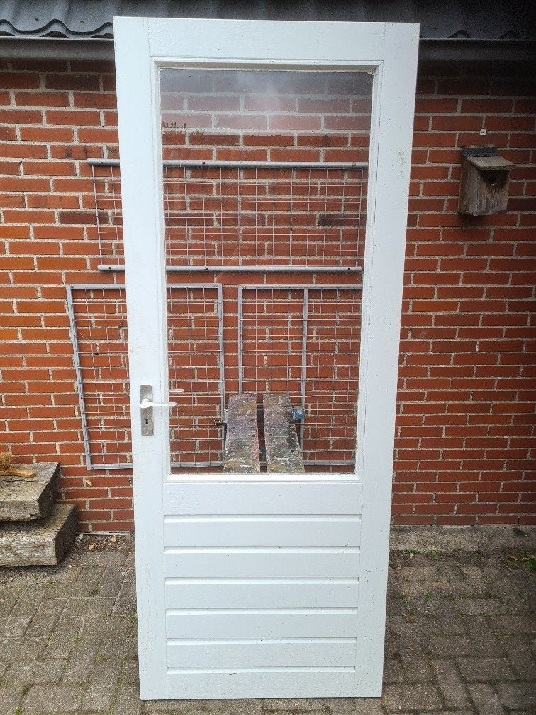 Witte Buitendeur met Glas ca 82x211cm, Doe-het-zelf en Verbouw, Deuren en Horren, Ophalen, Gebruikt, 80 tot 100 cm, Buitendeur