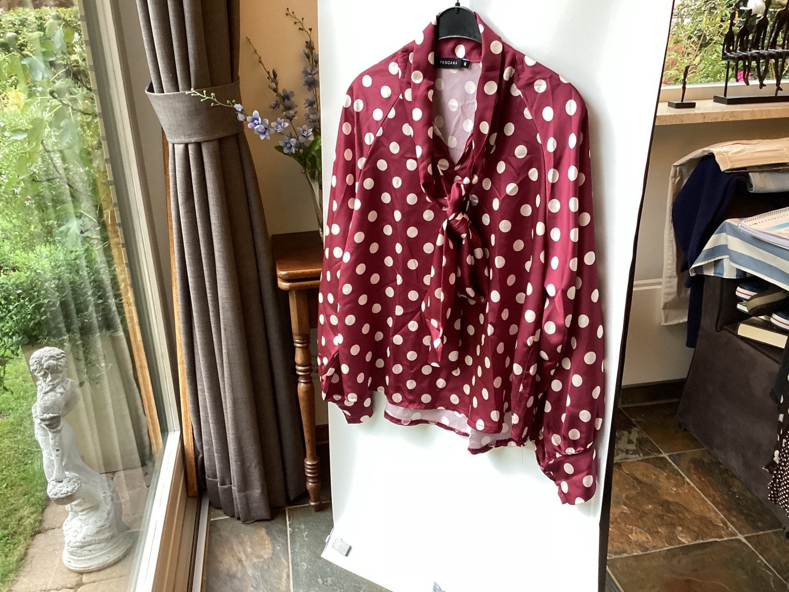 Pescara blouse bordeauxrood met stippen - Maat M, Kleding | Dames, Ophalen of Verzenden, Nieuw, Maat 38/40 (M), Rood