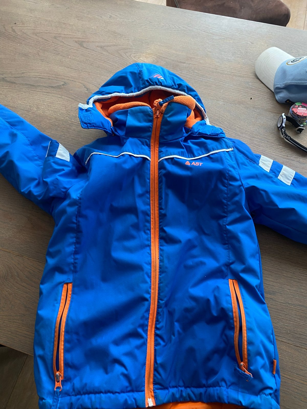 AST Ski-jas Jongens Maat 128/134 - Blauw/Oranje, Ophalen, Gedragen, Maat 38/40 (M), Jack