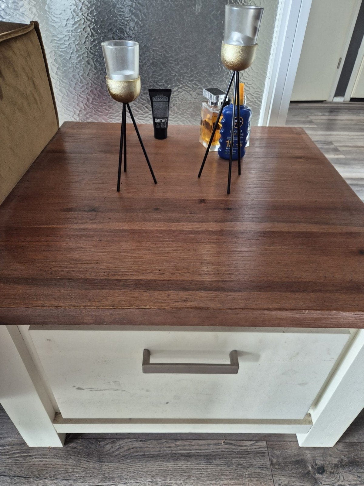 vierkante salontafel, Ophalen, Gebruikt, Crème, Hout