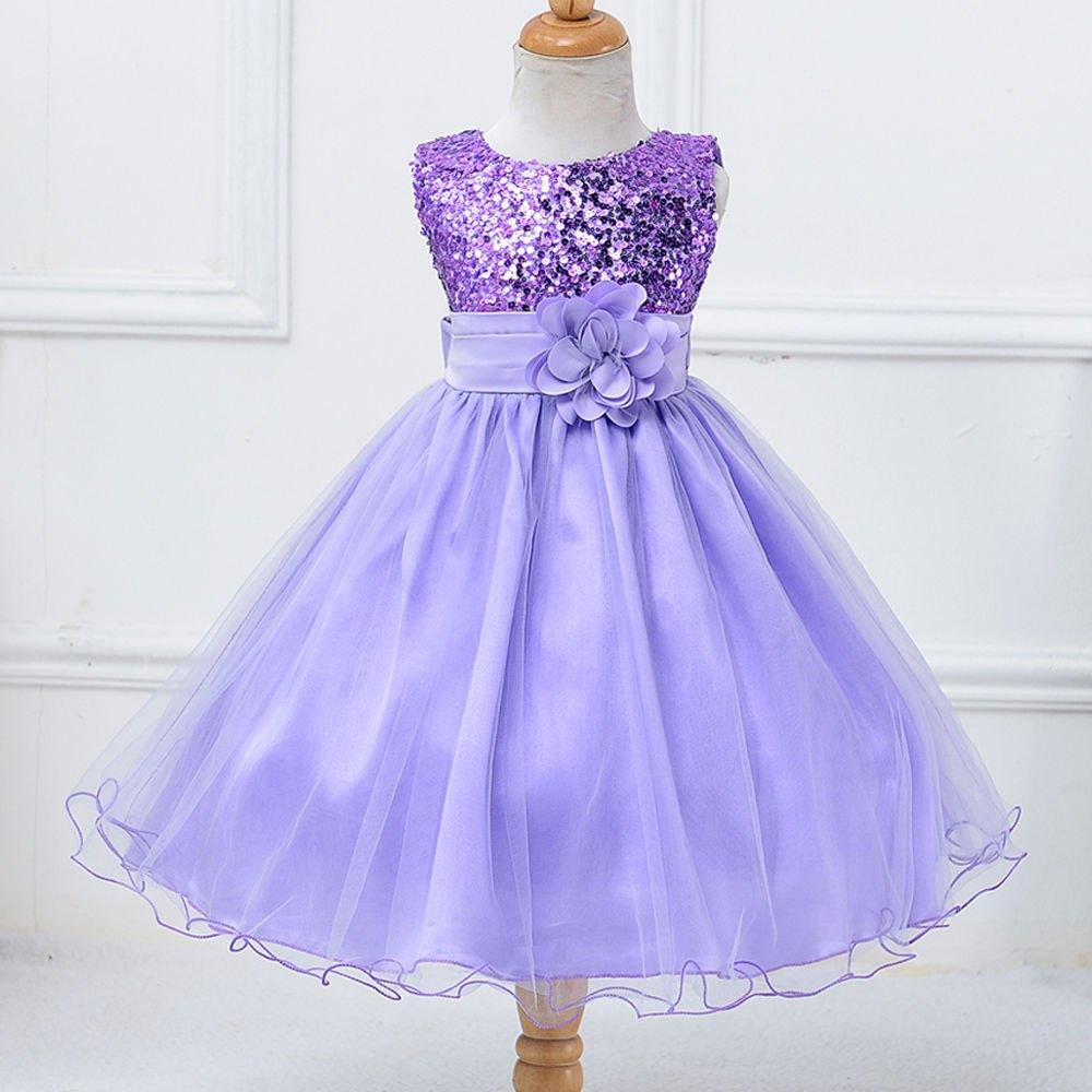 Paarse glitter meisjes jurk meisje kinder prinsessenjurk, Verzenden, Nieuw, 134 t/m 140, Meisje