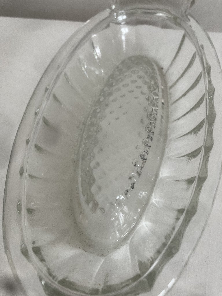 Vintage glazen rasp uit de jaren 50, voor appels/peren., Ophalen of Verzenden, Overige stijlen, Glas, Schaal of Schalen