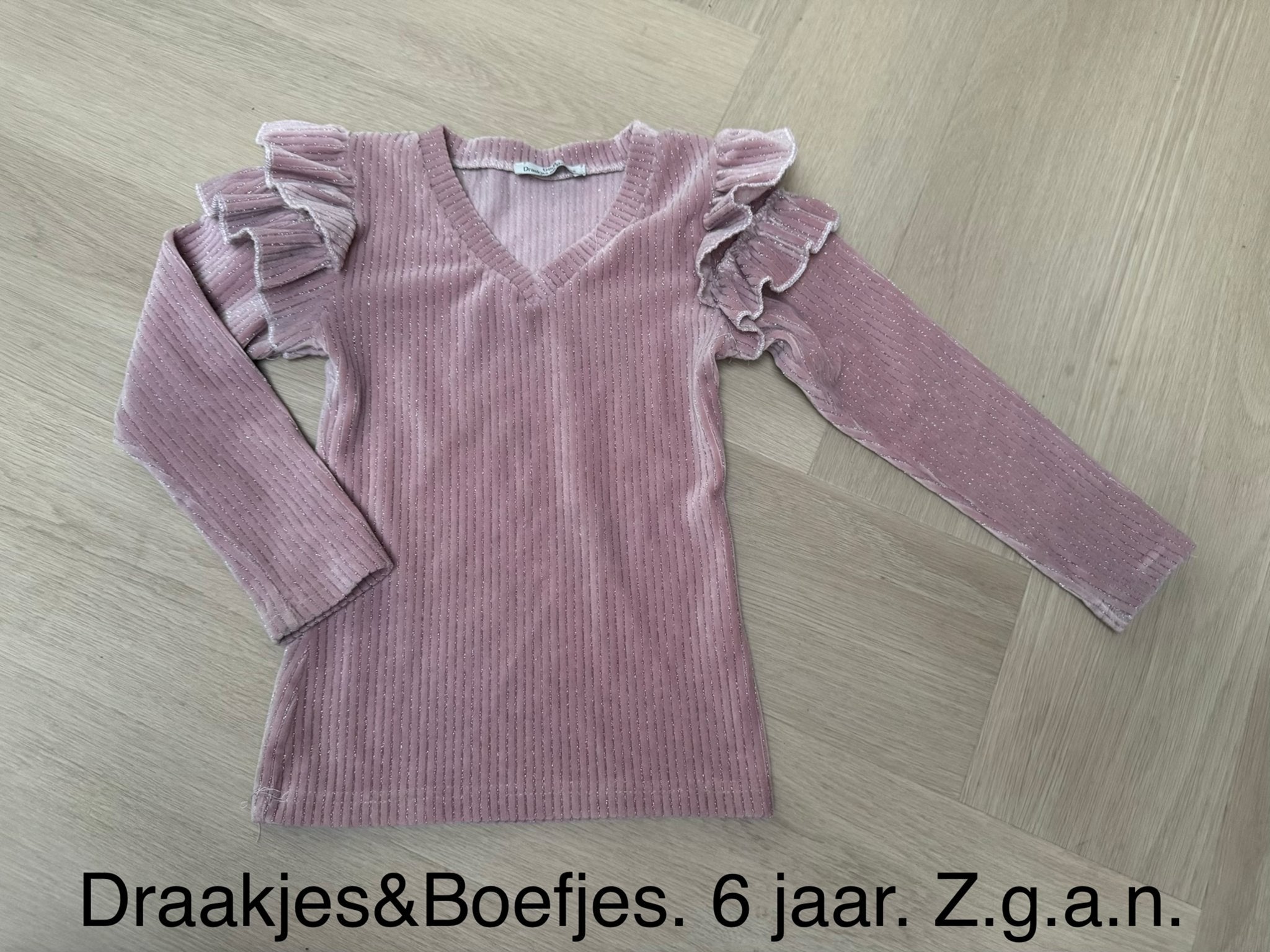 Roze Draakjes&Boefjes shirt met ruches, maat 6 jaar, Ophalen of Verzenden, Zo goed als nieuw, Shirt of Longsleeve, Draakjes en boefjes