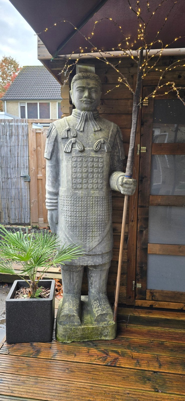 Terracotta Krijger Beeld - Tuindecoratie, Tuin en Terras, Ophalen, Gebruikt, Beton, Mensenbeeld