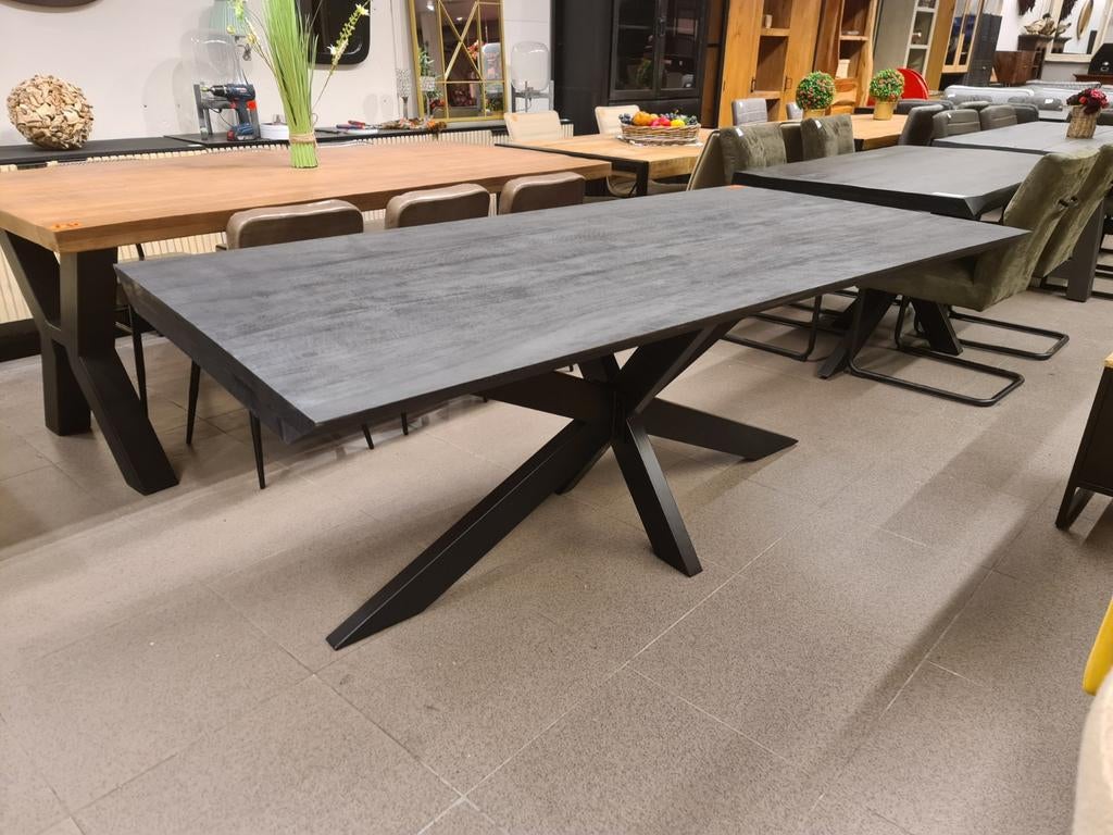 Nieuwe icathcers patta eettafel 200x100cm mangohout spinpoot, Huis en Inrichting, Ophalen, ., Nieuw, .
