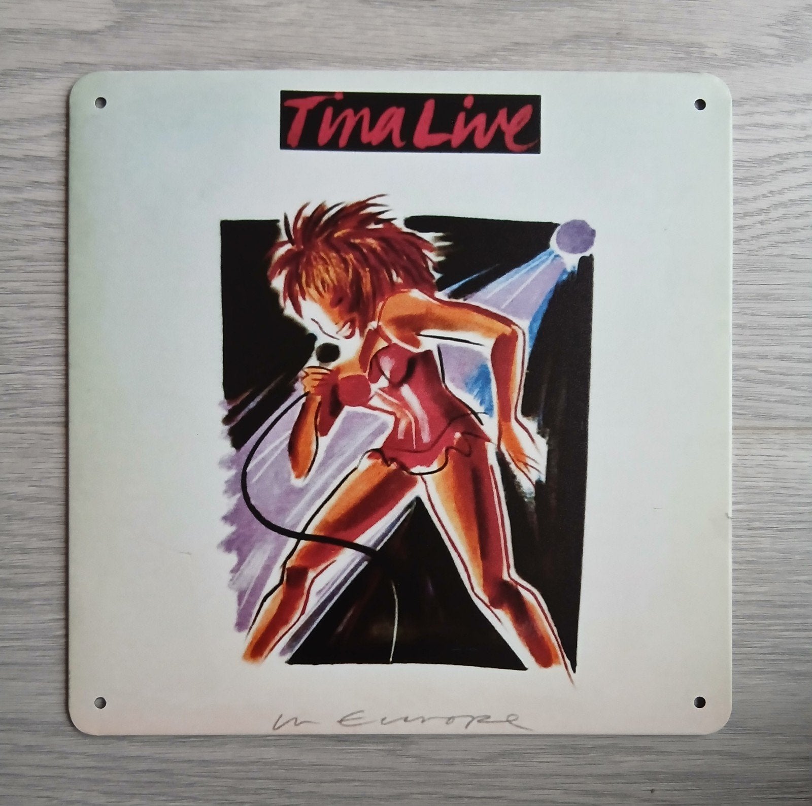 Tina Turner Live In Europe 20x20 cm Metalen Reclamebord, Ophalen of Verzenden, Nieuw, Poster, Artwork of Schilderij