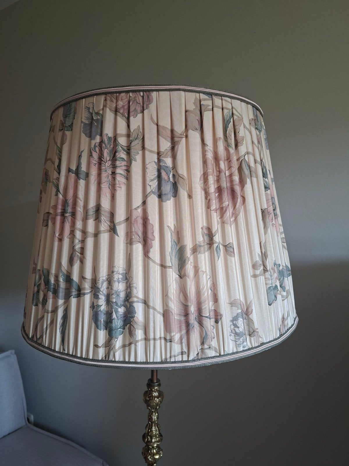 Vintage lampenkap met bloemenprint, Ophalen, Rond, 64 cm, 46 cm