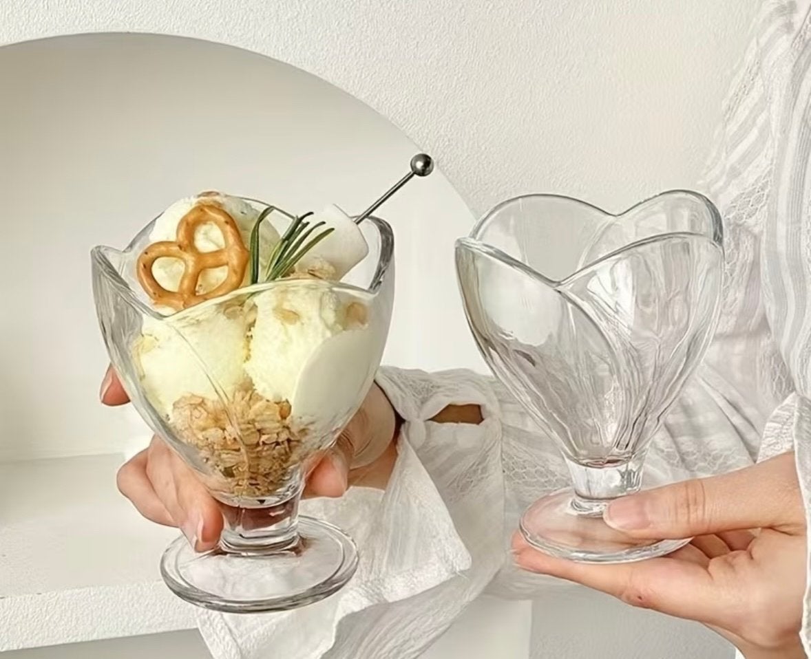 Hartvormige ijscoupes - Set van 2, Huis en Inrichting, Ophalen, Glas of Glazen, Modern, Glas