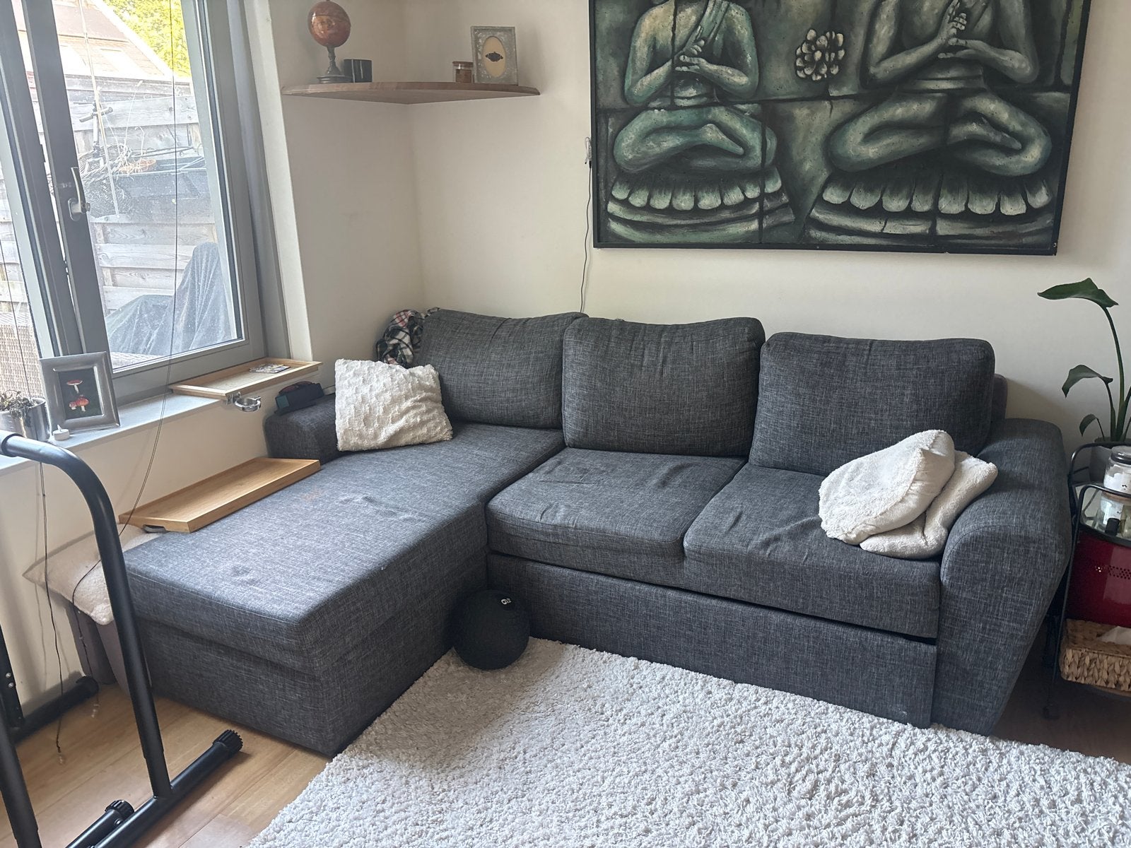 Ikea slaapbank 2-persoons met opbergruimte, Huis en Inrichting, Slaapkamer | Slaapbanken, Ophalen, Gebruikt, Tweepersoons, Grijs