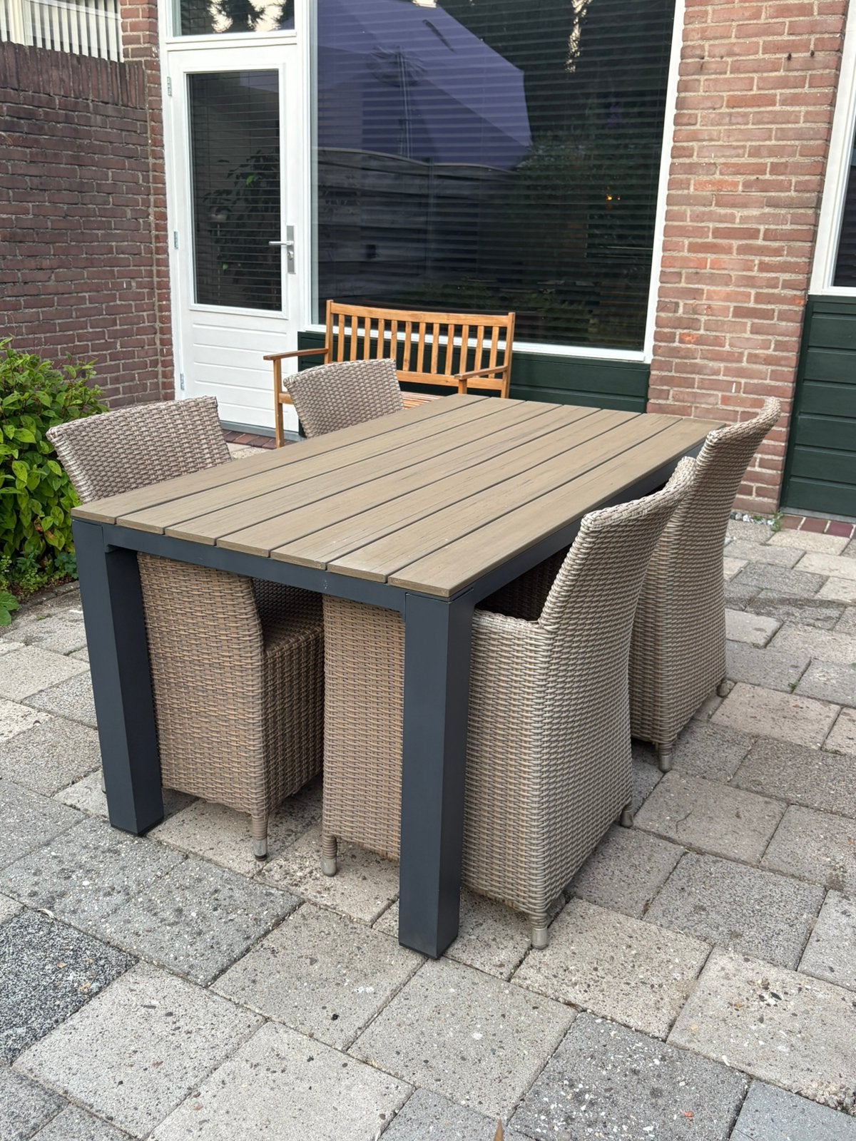 Leuke aluminium tuinset met 4 stoelen, Ophalen, 4 zitplaatsen, Gebruikt, Eettafel
