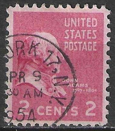 USA 1938 - Yvert 371 - John Adams - 2 c. (ST), Postzegels en Munten, Verzenden, Gestempeld, Noord-Amerika