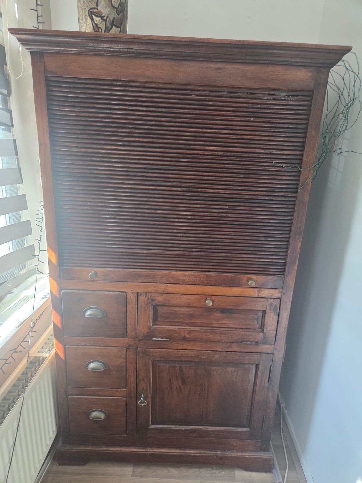 Vintage Rustieke Houten Rolluik kast / Bureau, Ophalen