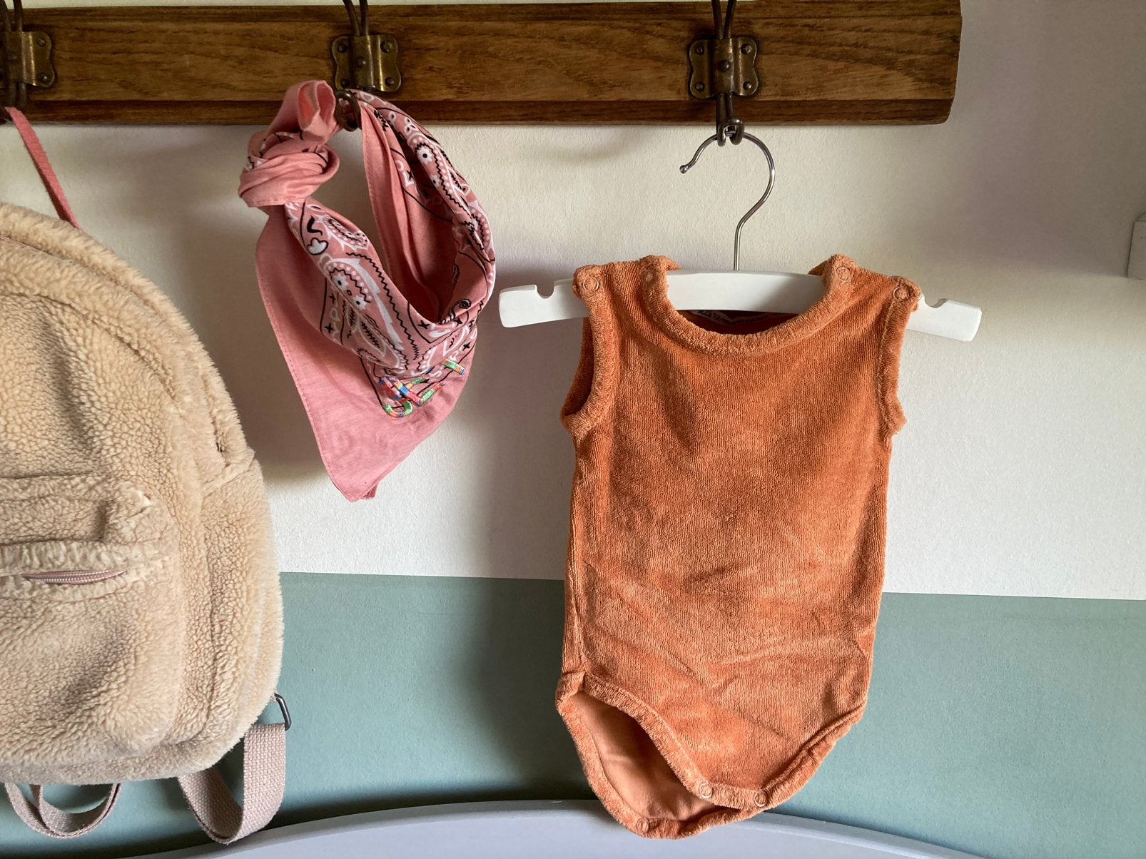 Romper oranje Mingo badstof mt 56, Ophalen of Verzenden, Zo goed als nieuw, Jongetje of Meisje, Nacht- of Onderkleding