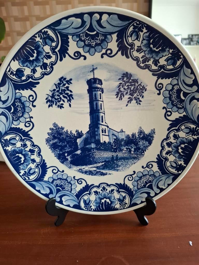 Delfts Blauw wandbord Wilhelminatoren Valkenburg, Antiek en Kunst, Antiek | Wandborden en Tegels, Ophalen of Verzenden