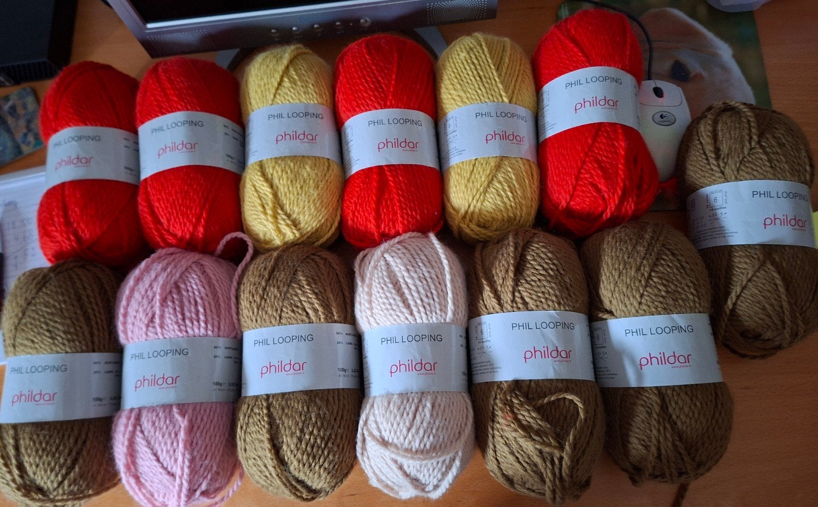 13 bollen Phildar Looping van 100 gr, Breien of Haken, Phildar, Nieuw, Ophalen of Verzenden
