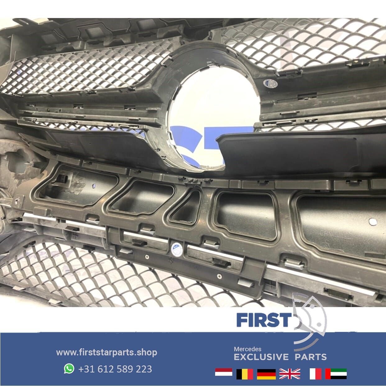 W205 S205 C63 C63S AMG VOORBUMPER ZILVERGRIJS Mercedes C Kla, Auto-onderdelen, Gebruikt, -, Voor, Ophalen of Verzenden