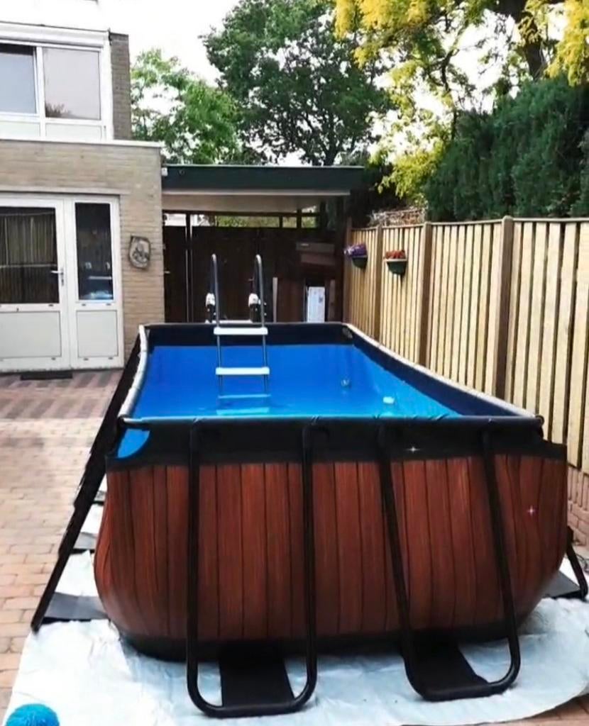 Compleet Exit opzetzwembad 4x2x1m met pomp en trap, Tuin en Terras, Ophalen, 200 tot 300 cm, Rechthoekig, Opzetzwembad