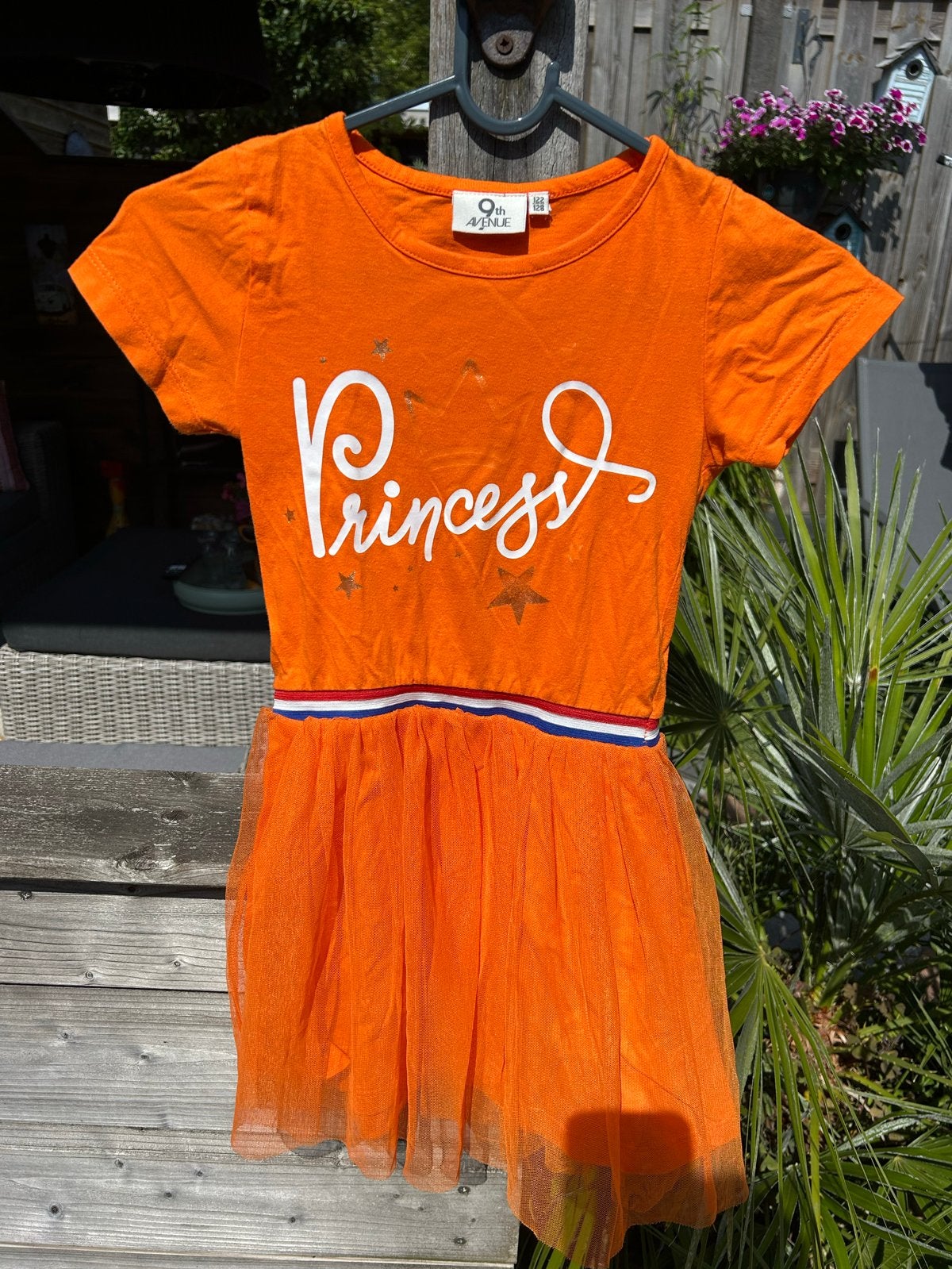 Oranje 'Princess' jurk met tule rokje, Ophalen of Verzenden, Gebruikt, Meisje