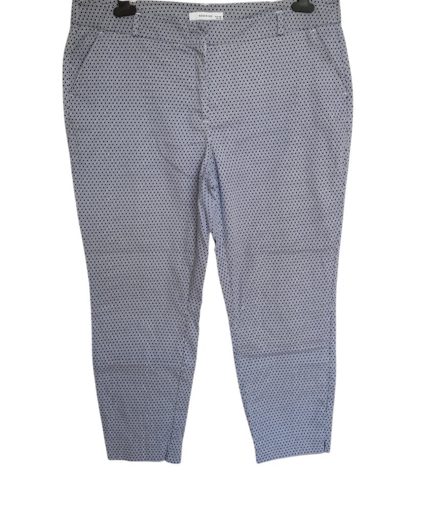 Mooie blauw-witte RESERVED capribroek maat 46., Maat 46/48 (XL) of groter, Zo goed als nieuw, Driekwart, Reserved