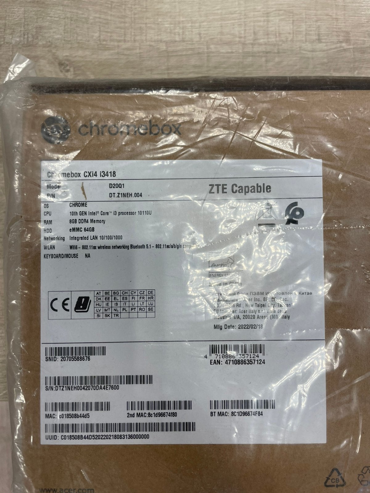 Chromebox CXi4 i3418, 14 inch, 64 GB, 8 GB, Nieuw