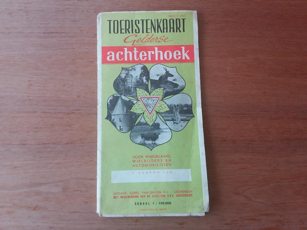Toeristenkaart Gelderse achterhoek ong. 1960, Overige typen, Ophalen of Verzenden, Benelux, Gelezen