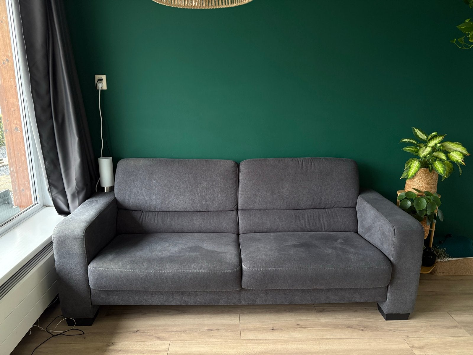 Comfortabele Morres Meubels 3-zitsbank grijs stof, Huis en Inrichting, Ophalen, Tweepersoons, 75 tot 100 cm, Zo goed als nieuw