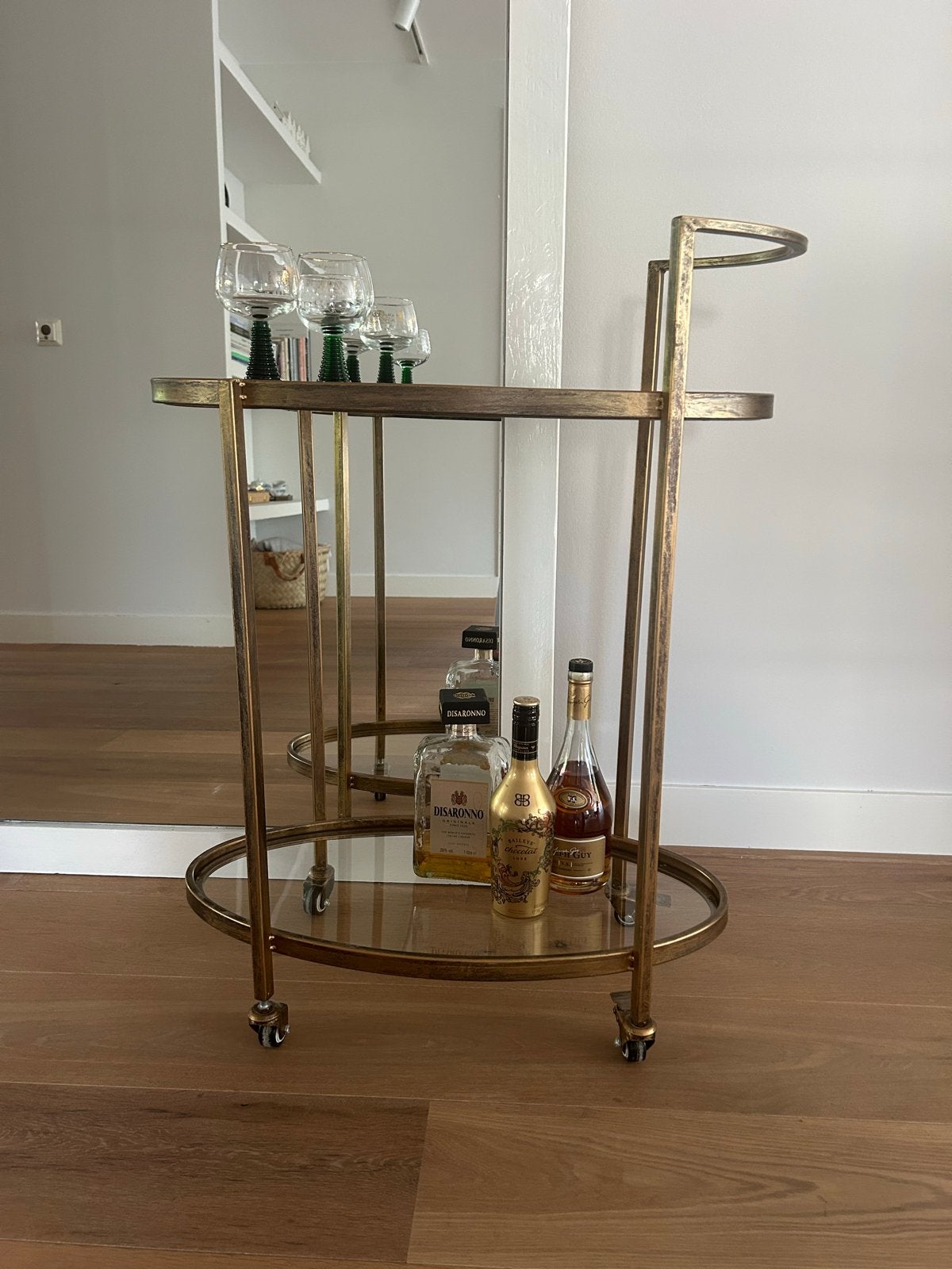 Woood push trolley antique brass, Ophalen, Gebruikt