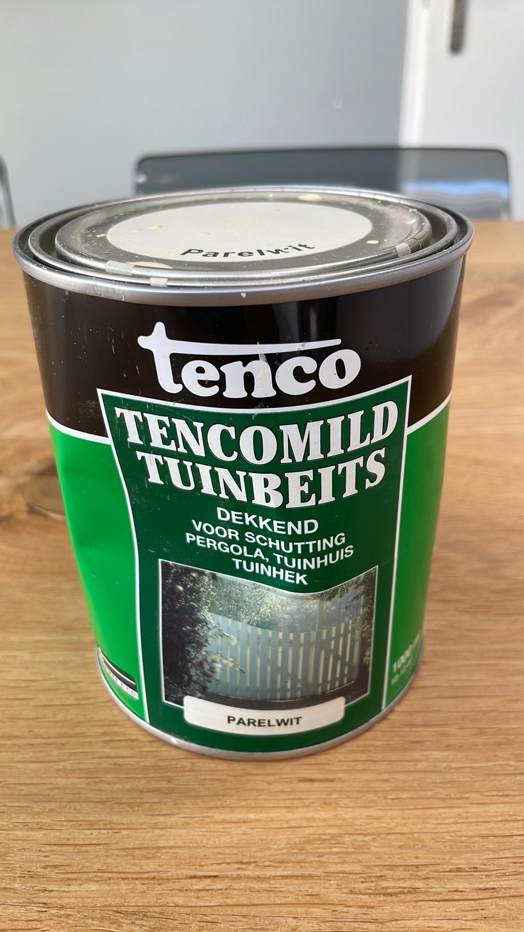 Tenco tencomild tuinbeits parelwit dekkend 1000ml ongeopend, Ophalen, Nieuw, Wit, Beits