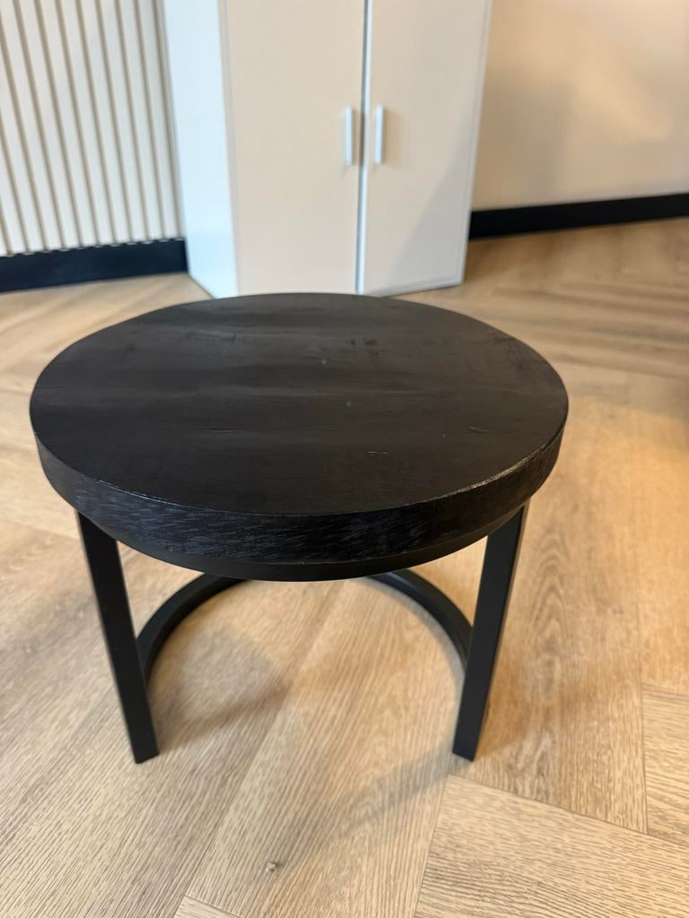 Zwarte Salontafel - Rond en Stijlvol, Ophalen, Gebruikt, Rond, Minder dan 50 cm