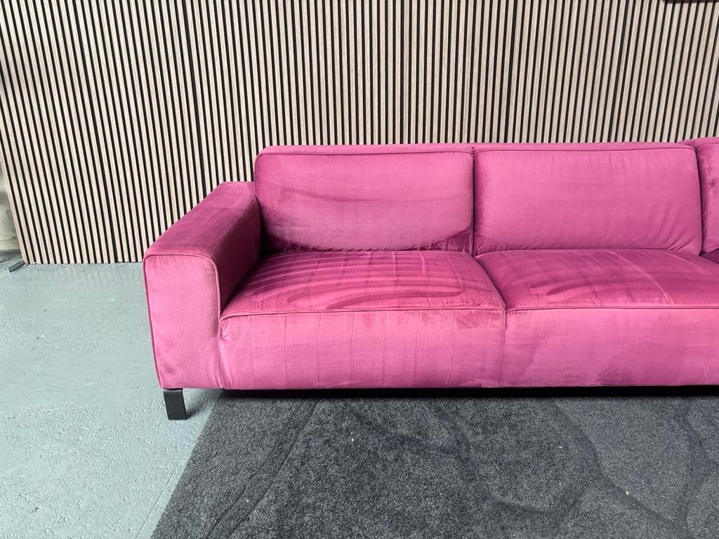 GRATIS LEVERING Velvet Hoekbank Roze 290x195 GEREINIGD, 250 tot 300 cm, Hoekbank, Ophalen of Verzenden, Zo goed als nieuw