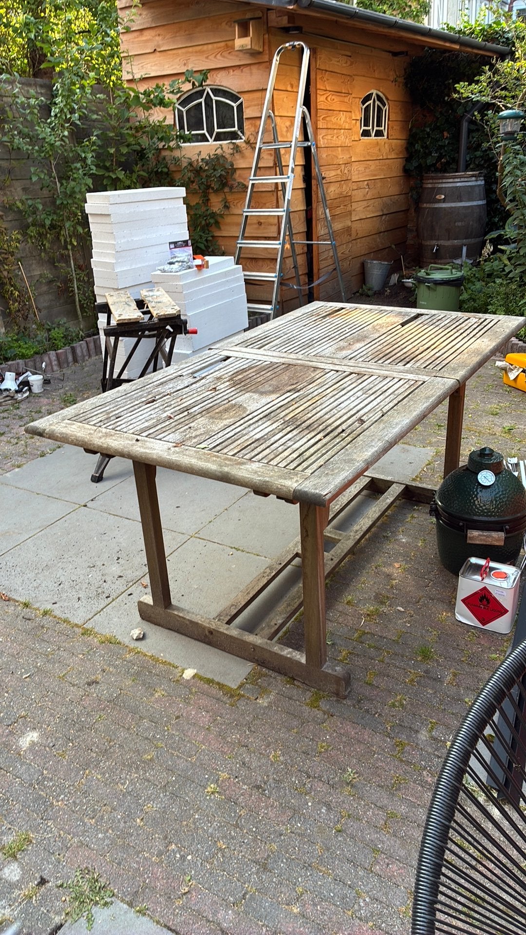 Gratis Buitentafel uitschuifbaar, Tuin en Terras, Ophalen, Gebruikt, Eettafel, Hardhout